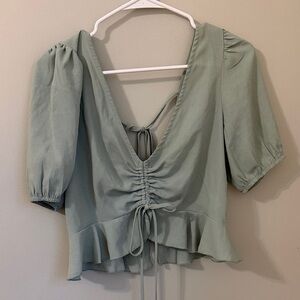 Tie-Front Sage Green Women's Top